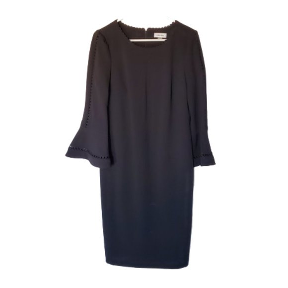 Calvin Klein Black Dress with Cute Sleeve and Neck Accents, NWT, Women's 12 - Picture 1 of 11